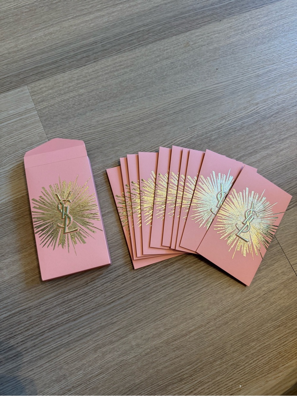 Yves Saint Laurent Pink and Gold Decorative Card Envelope Set